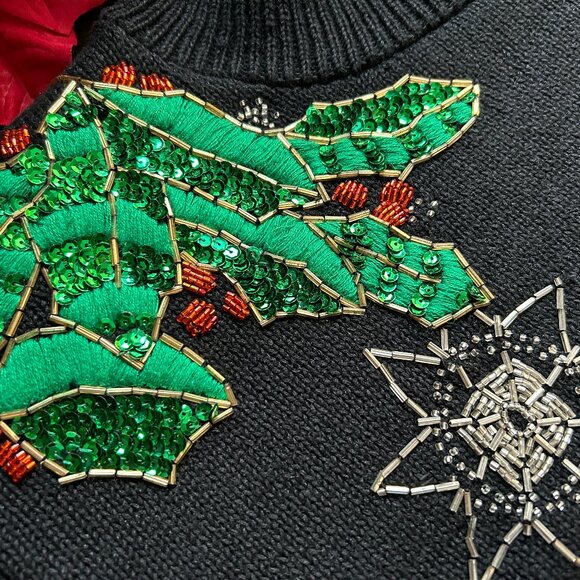 I.B. Diffusion Sequin and Embroidery Poinsettia Holiday Sweater (NEW) - Picture 6 of 11